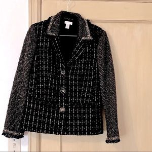 Chico’s mixed texture embellished jacket